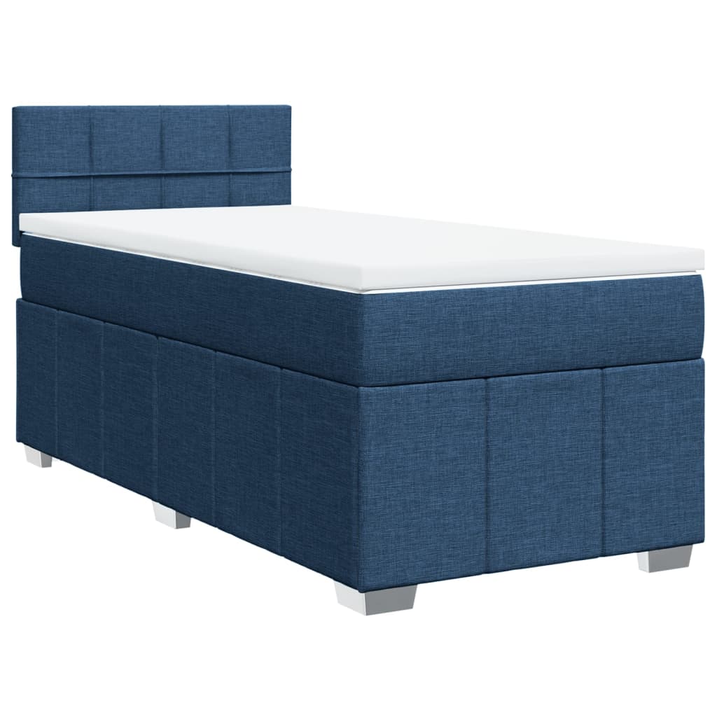 Boxspring met matras stof blauw 80x200 cm
