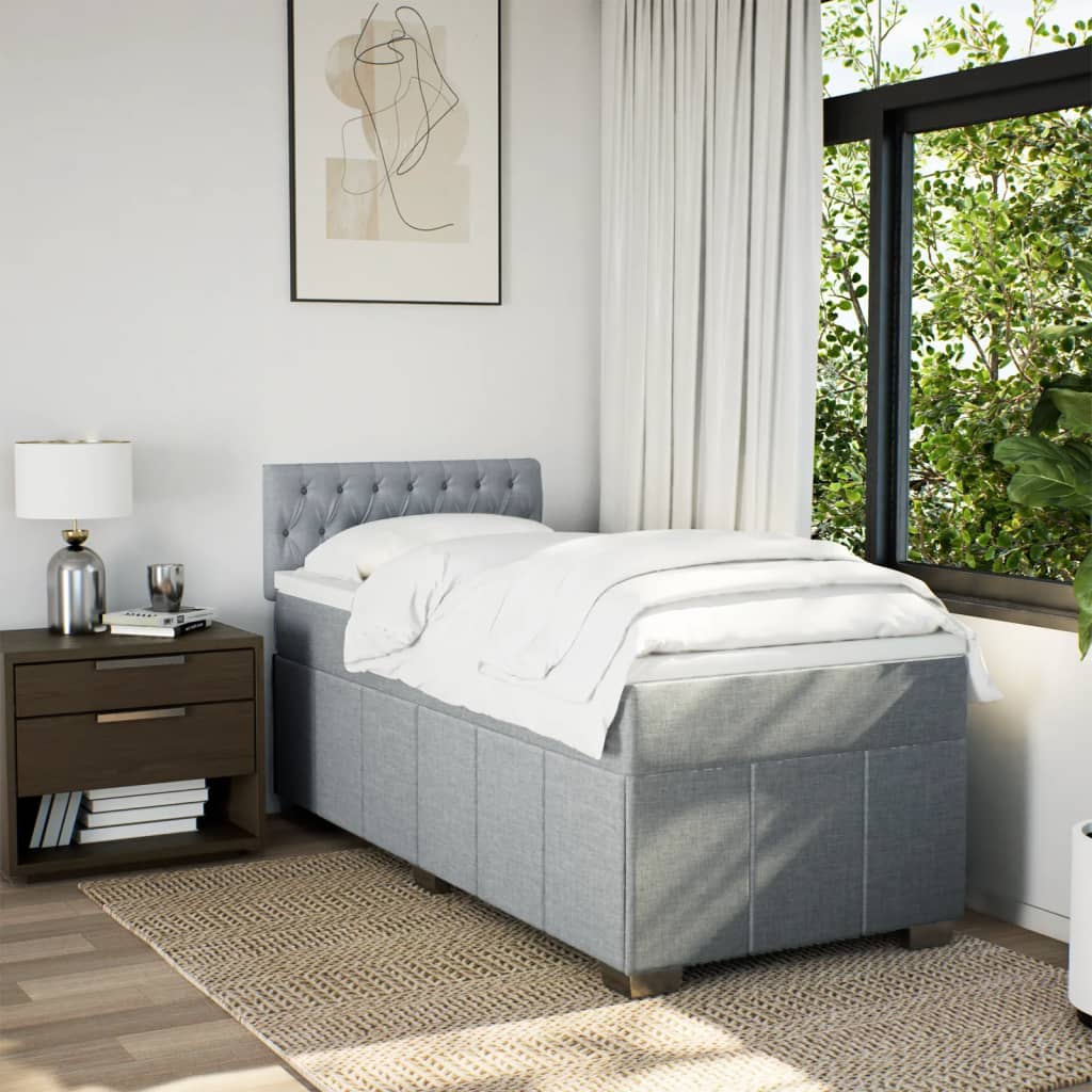 Boxspring met matras stof lichtgrijs 80x200 cm