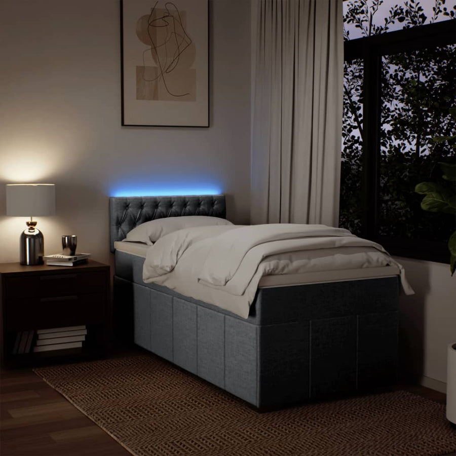 Boxspring met matras stof lichtgrijs 80x200 cm