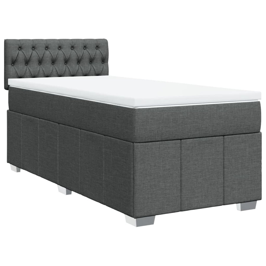 Boxspring met matras stof donkergrijs 80x200 cm