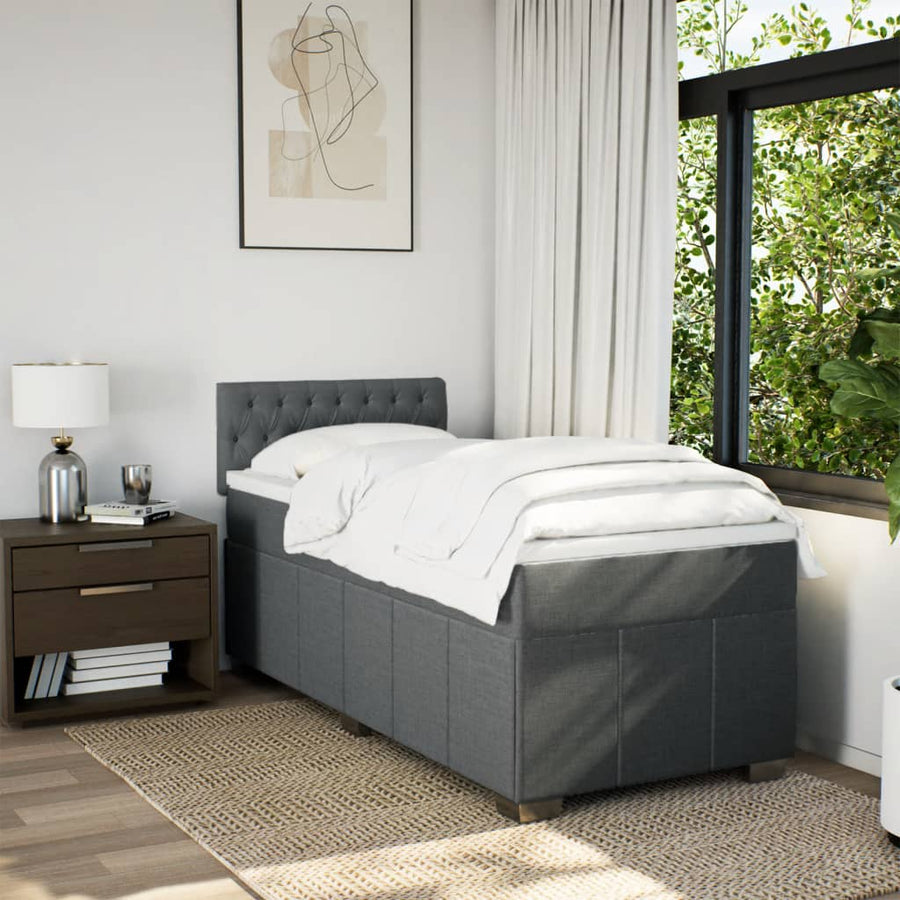 Boxspring met matras stof donkergrijs 80x200 cm