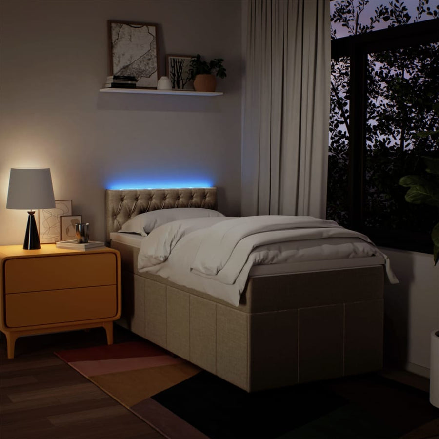 Boxspring met matras stof crèmekleurig 80x200 cm