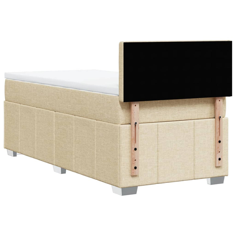 Boxspring Met Matras Stof Crèmekleurig 80X200 Cm
