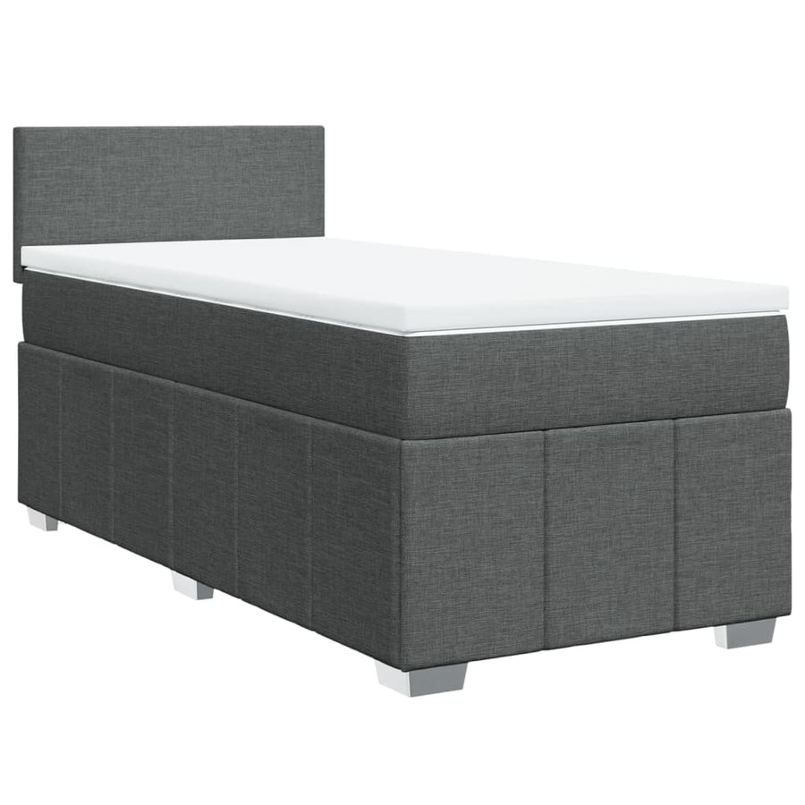 Boxspring met matras stof donkergrijs 90x190 cm
