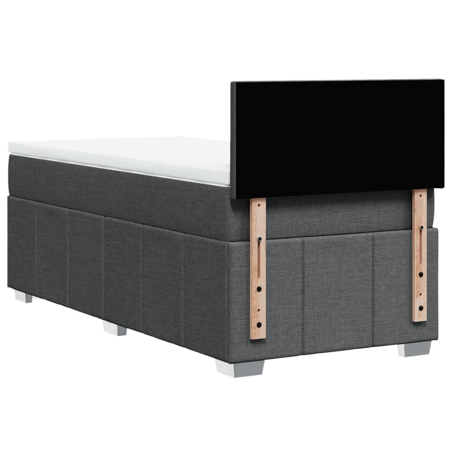 Boxspring met matras stof donkergrijs 90x190 cm