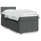 Box spring with mattress fabric dark grey 90x190 cm
