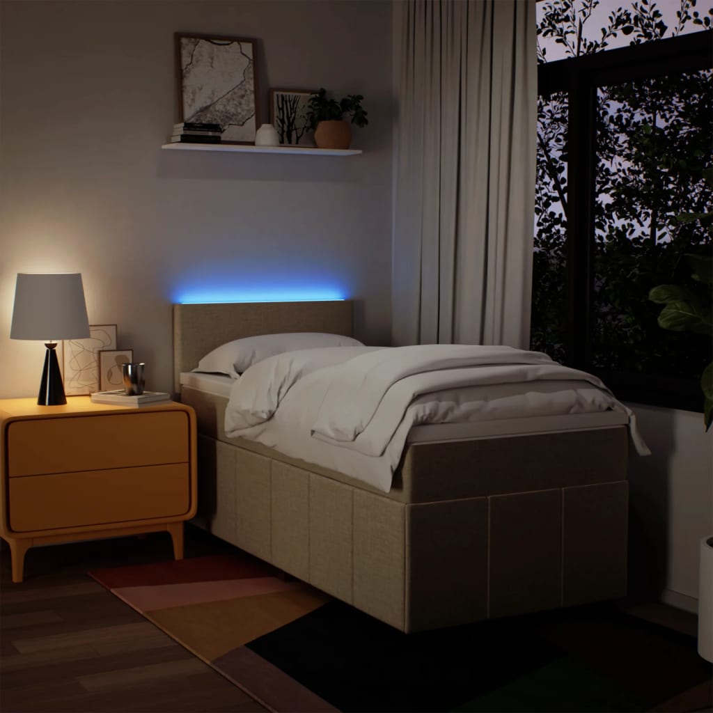 Boxspring met matras stof crèmekleurig 90x190 cm
