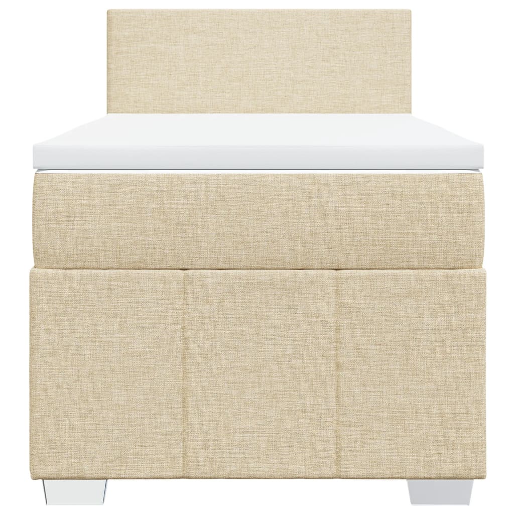 Boxspring met matras stof crèmekleurig 90x190 cm