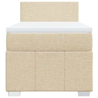 Boxspring met matras stof crèmekleurig 90x190 cm