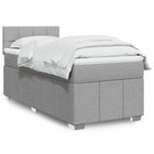 Box spring with mattress fabric light grey 90x190 cm