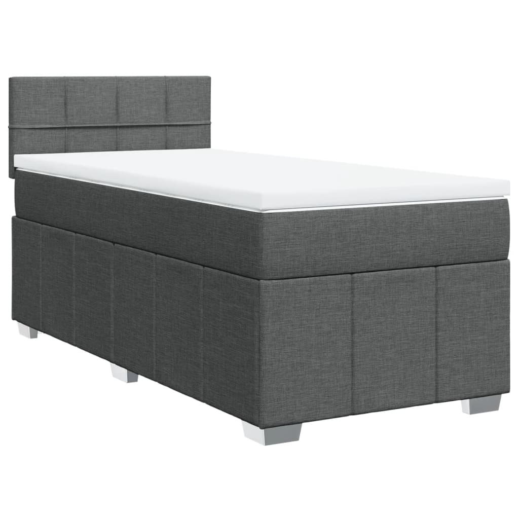 Boxspring met matras stof donkergrijs 90x190 cm