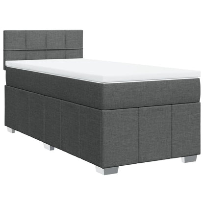 Boxspring met matras stof donkergrijs 90x190 cm