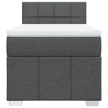Boxspring met matras stof donkergrijs 90x190 cm