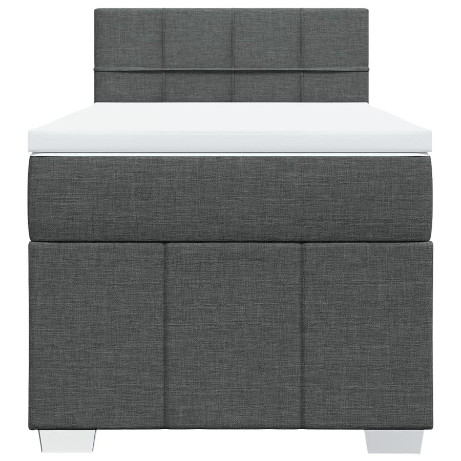 Boxspring met matras stof donkergrijs 90x190 cm