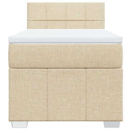 Boxspring met matras stof crèmekleurig 90x190 cm