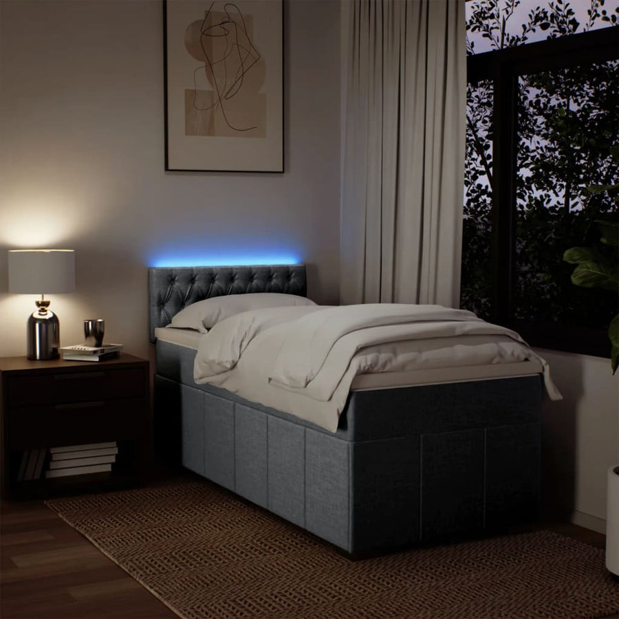 Boxspring met matras stof lichtgrijs 90x190 cm