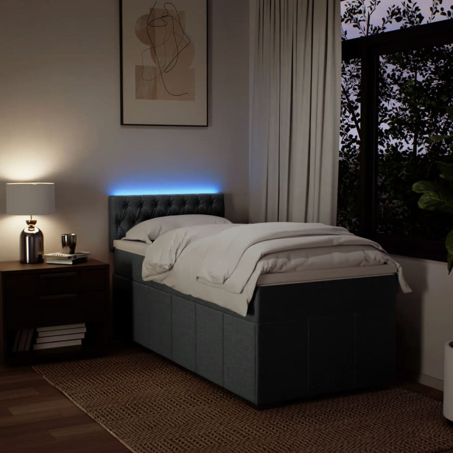 Boxspring met matras stof donkergrijs 90x190 cm