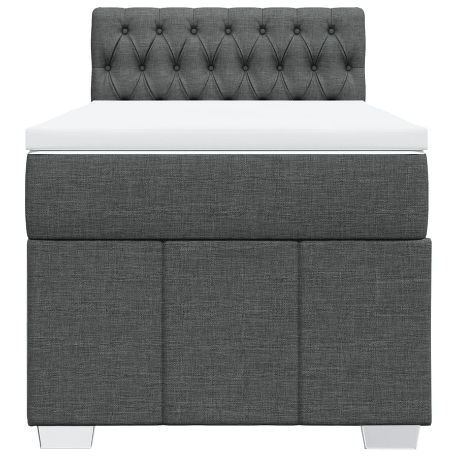 Boxspring met matras stof donkergrijs 90x190 cm