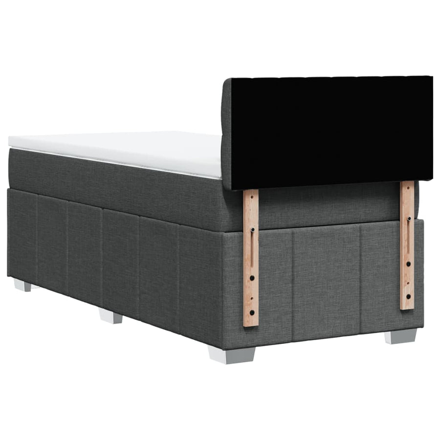 Boxspring met matras stof donkergrijs 90x190 cm