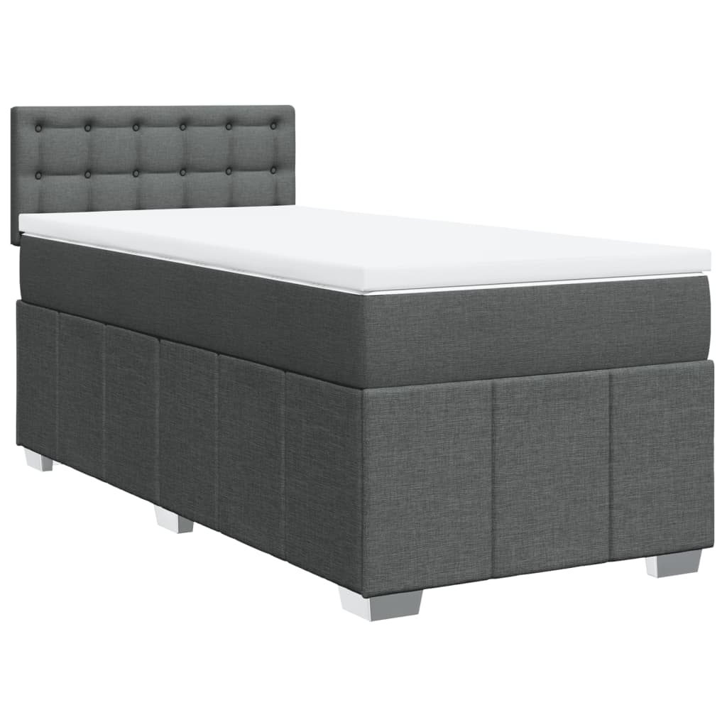 Boxspring met matras stof donkergrijs 90x190 cm