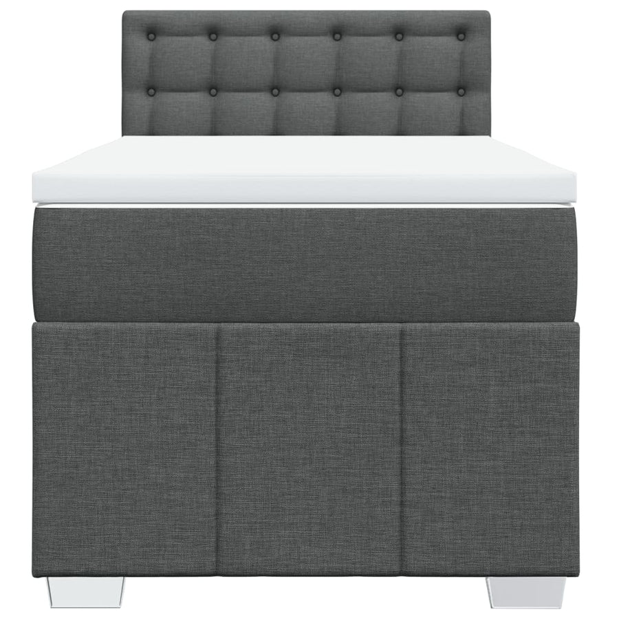 Boxspring met matras stof donkergrijs 90x190 cm