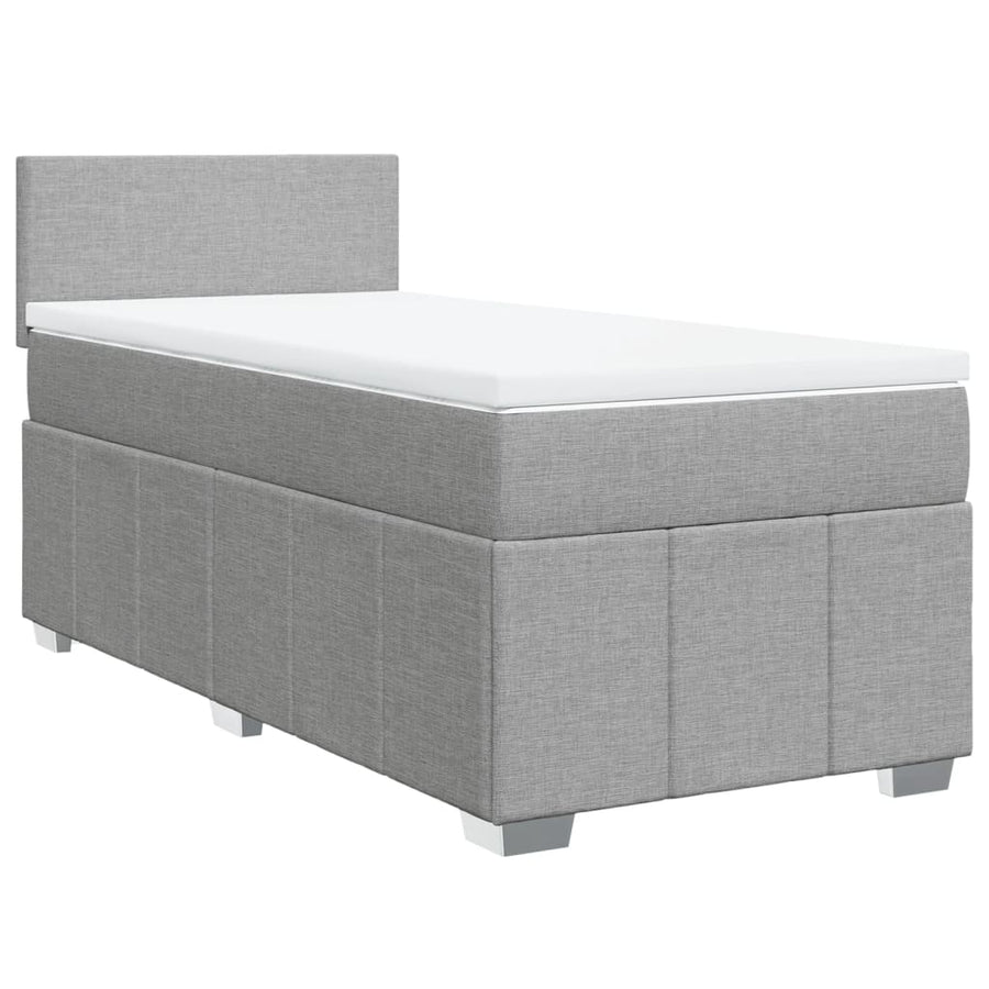 Boxspring met matras stof lichtgrijs 90x200 cm