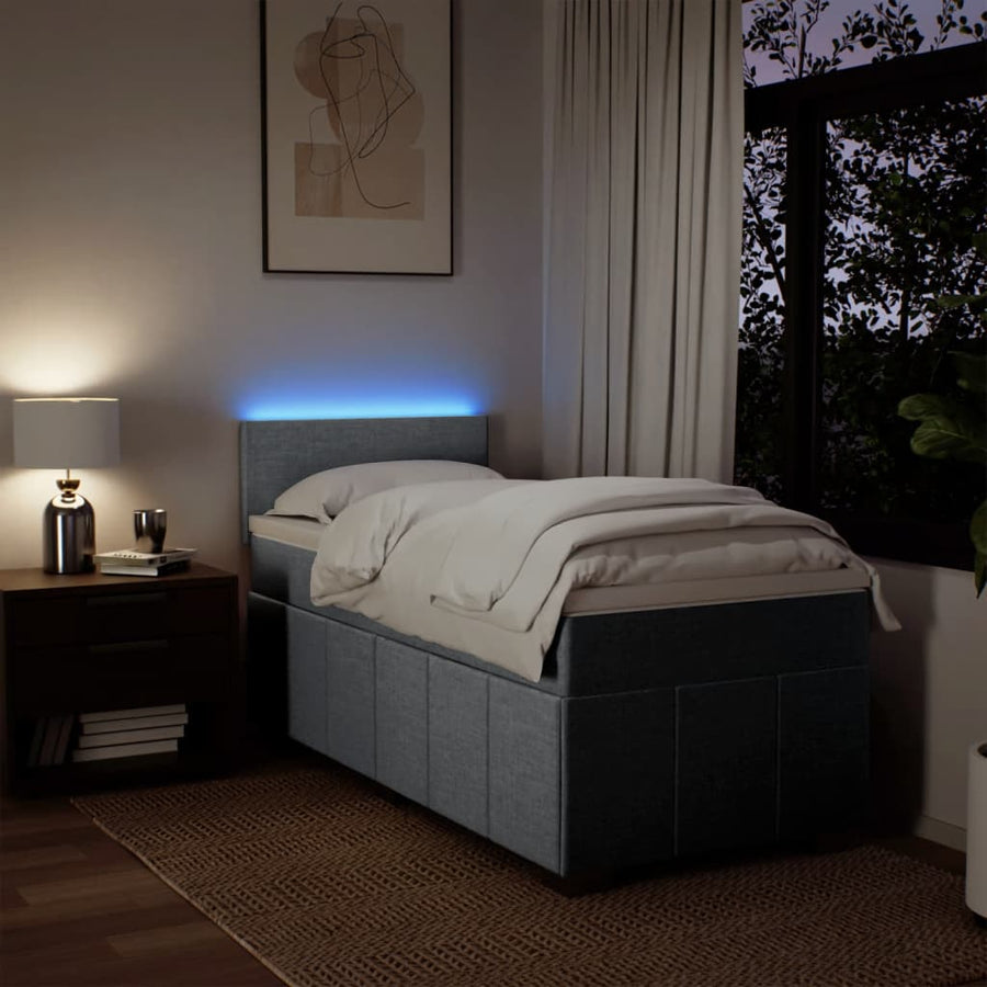 Boxspring met matras stof lichtgrijs 90x200 cm