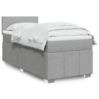 Box spring with mattress fabric light gray 90x200 cm