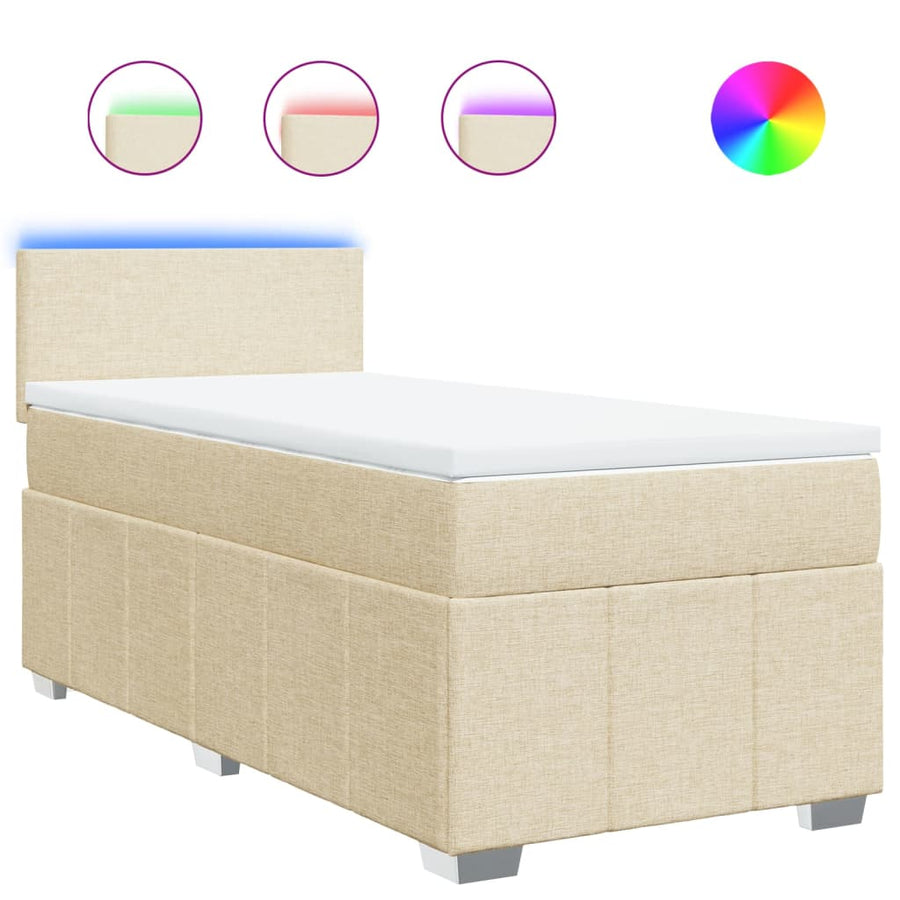 Boxspring met matras stof crèmekleurig 90x200 cm