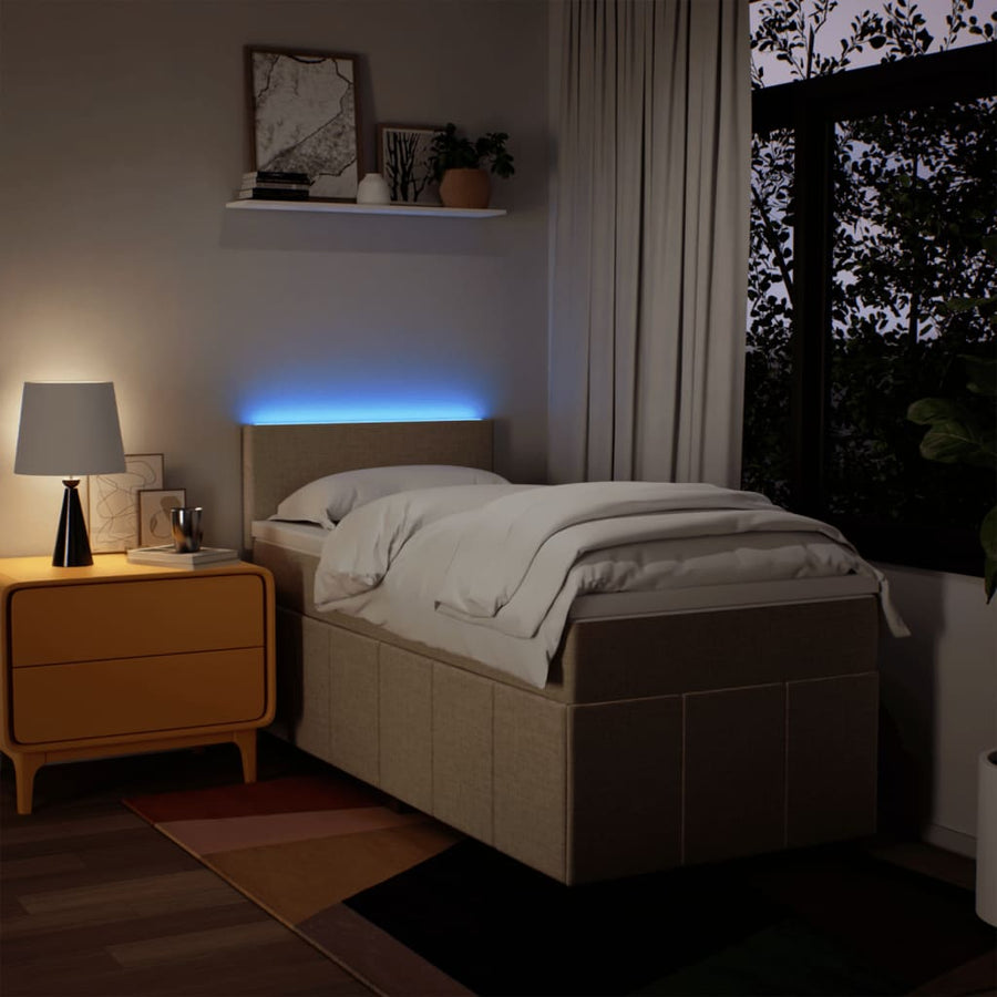 Boxspring met matras stof crèmekleurig 90x200 cm