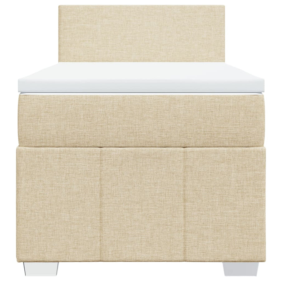 Boxspring met matras stof crèmekleurig 90x200 cm