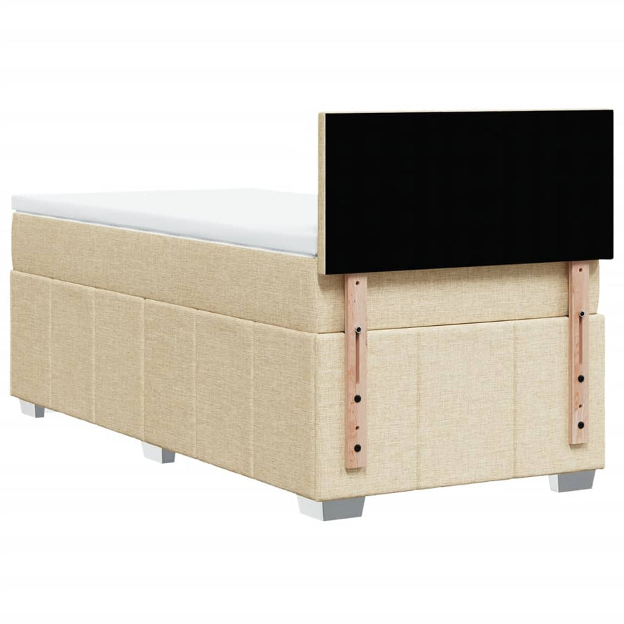 Boxspring met matras stof crèmekleurig 90x200 cm