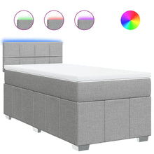 Boxspring met matras stof lichtgrijs 90x200 cm