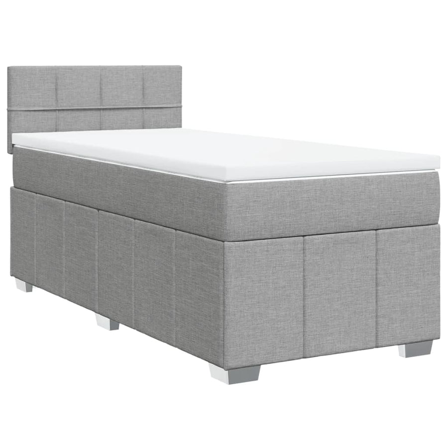 Boxspring met matras stof lichtgrijs 90x200 cm