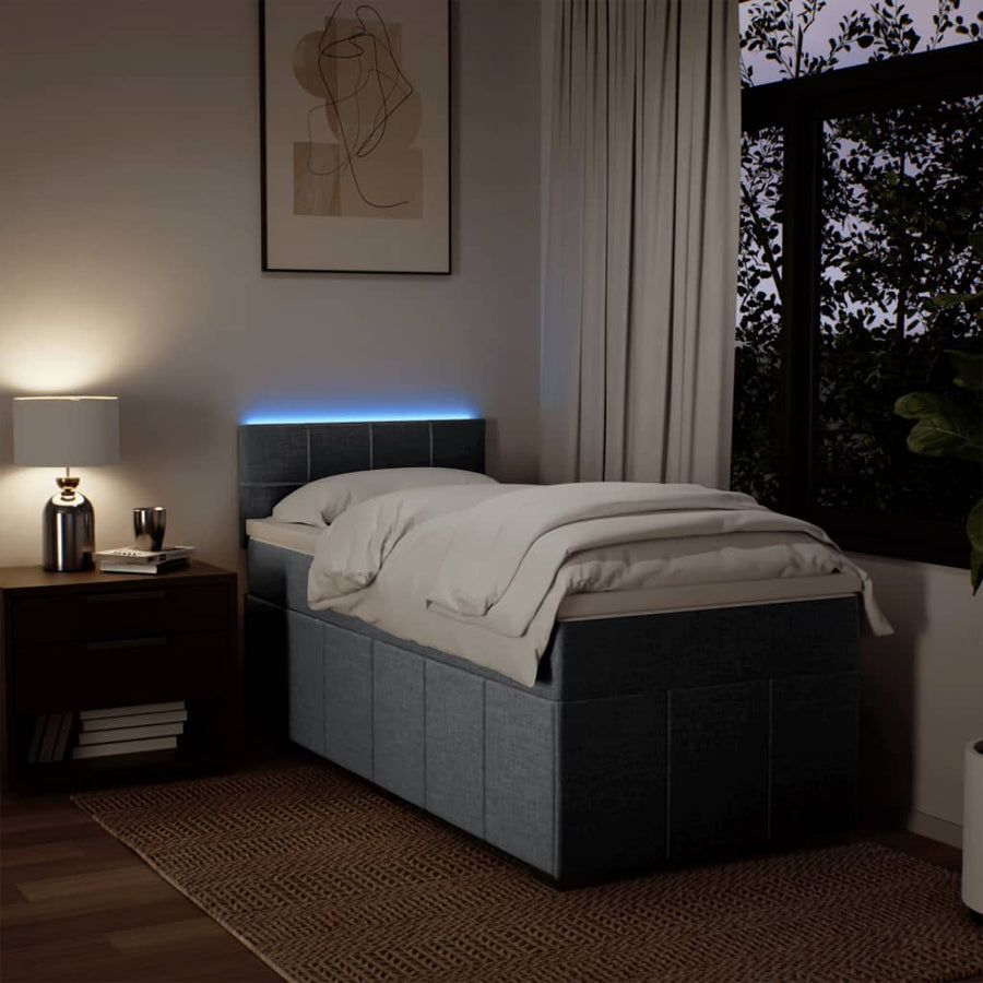 Boxspring met matras stof lichtgrijs 90x200 cm