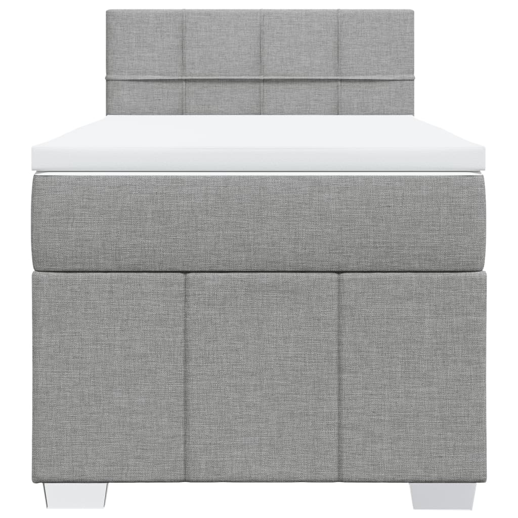 Boxspring met matras stof lichtgrijs 90x200 cm