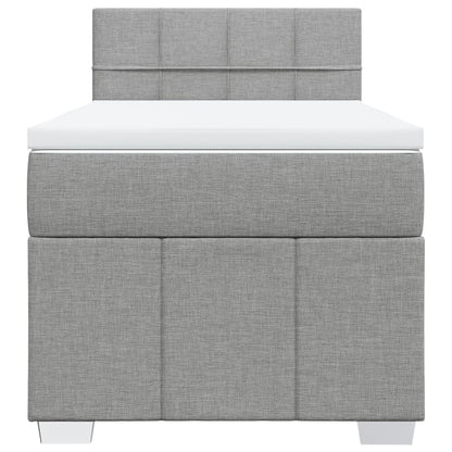 Boxspring met matras stof lichtgrijs 90x200 cm