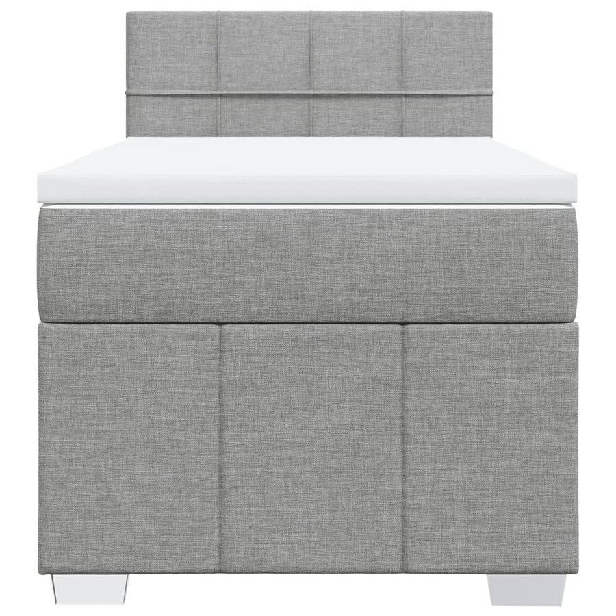 Boxspring met matras stof lichtgrijs 90x200 cm
