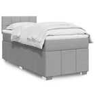 Box spring with mattress fabric light gray 90x200 cm