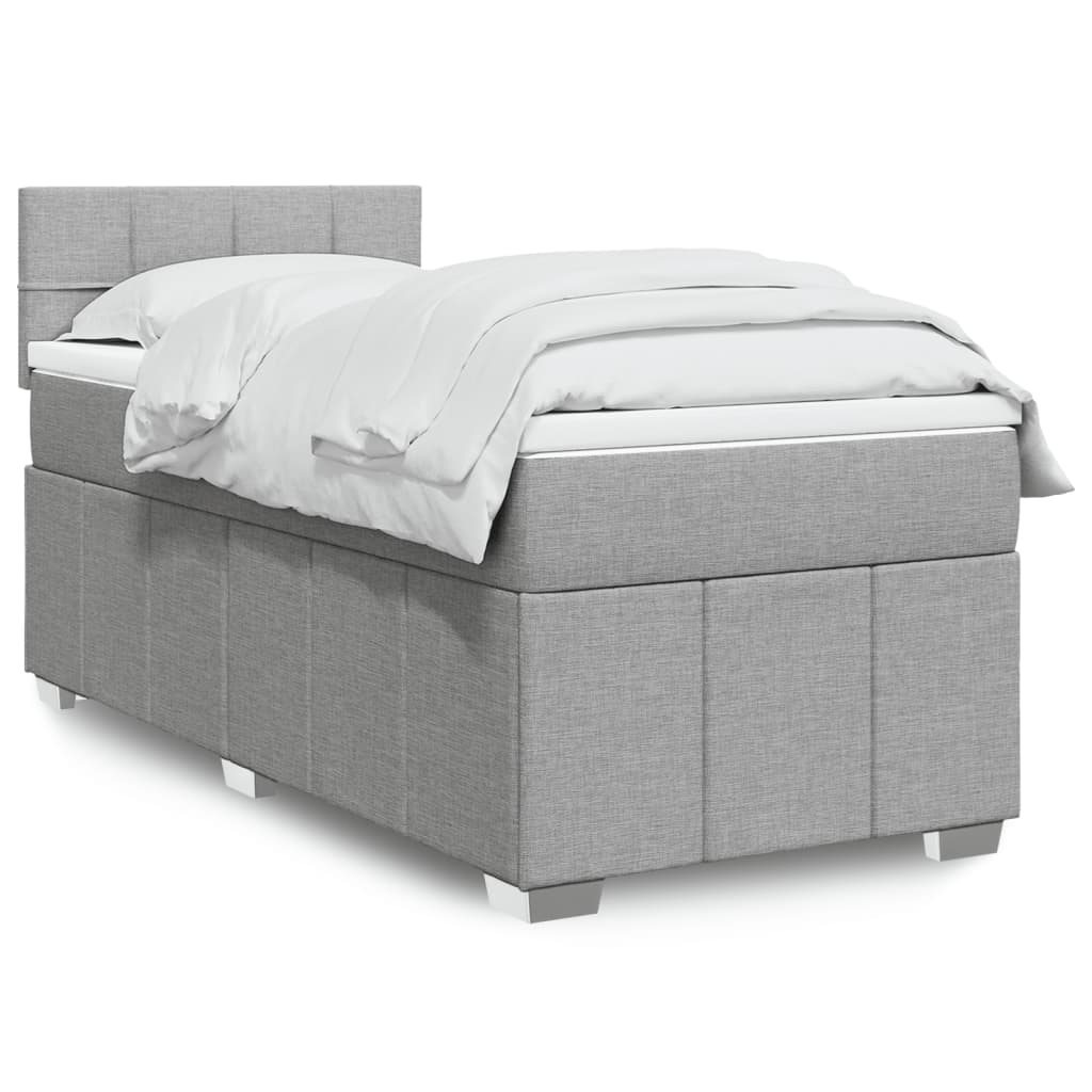 Boxspring met matras stof lichtgrijs 90x200 cm