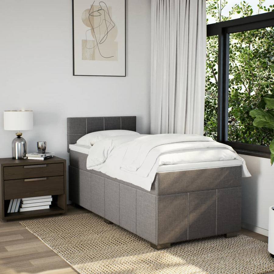 Boxspring met matras stof taupe 90x200 cm