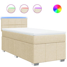 Boxspring met matras stof crèmekleurig 90x200 cm
