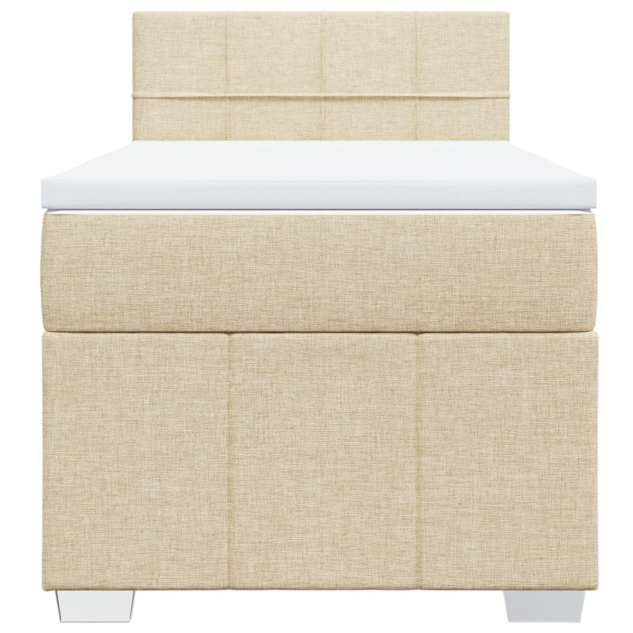 Boxspring met matras stof crèmekleurig 90x200 cm