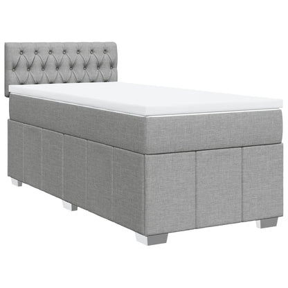 Boxspring met matras stof lichtgrijs 90x200 cm