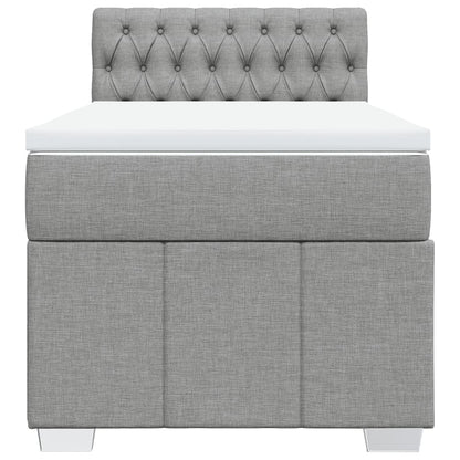 Boxspring met matras stof lichtgrijs 90x200 cm