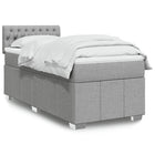 Box spring with mattress fabric light gray 90x200 cm