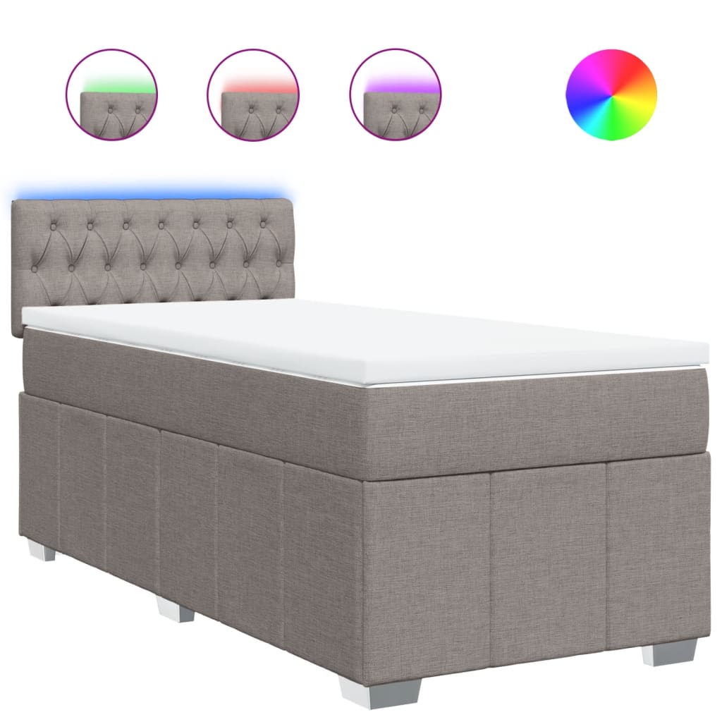 Boxspring met matras stof taupe 90x200 cm