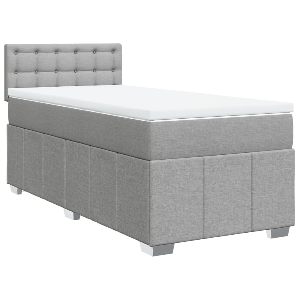Boxspring met matras stof lichtgrijs 90x200 cm