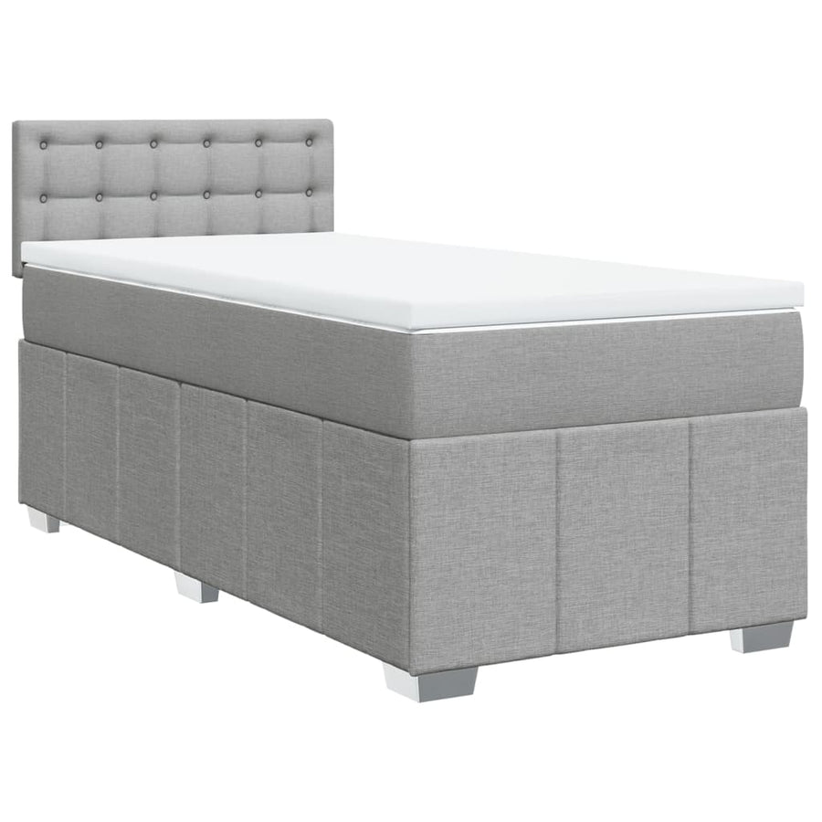 Boxspring met matras stof lichtgrijs 90x200 cm