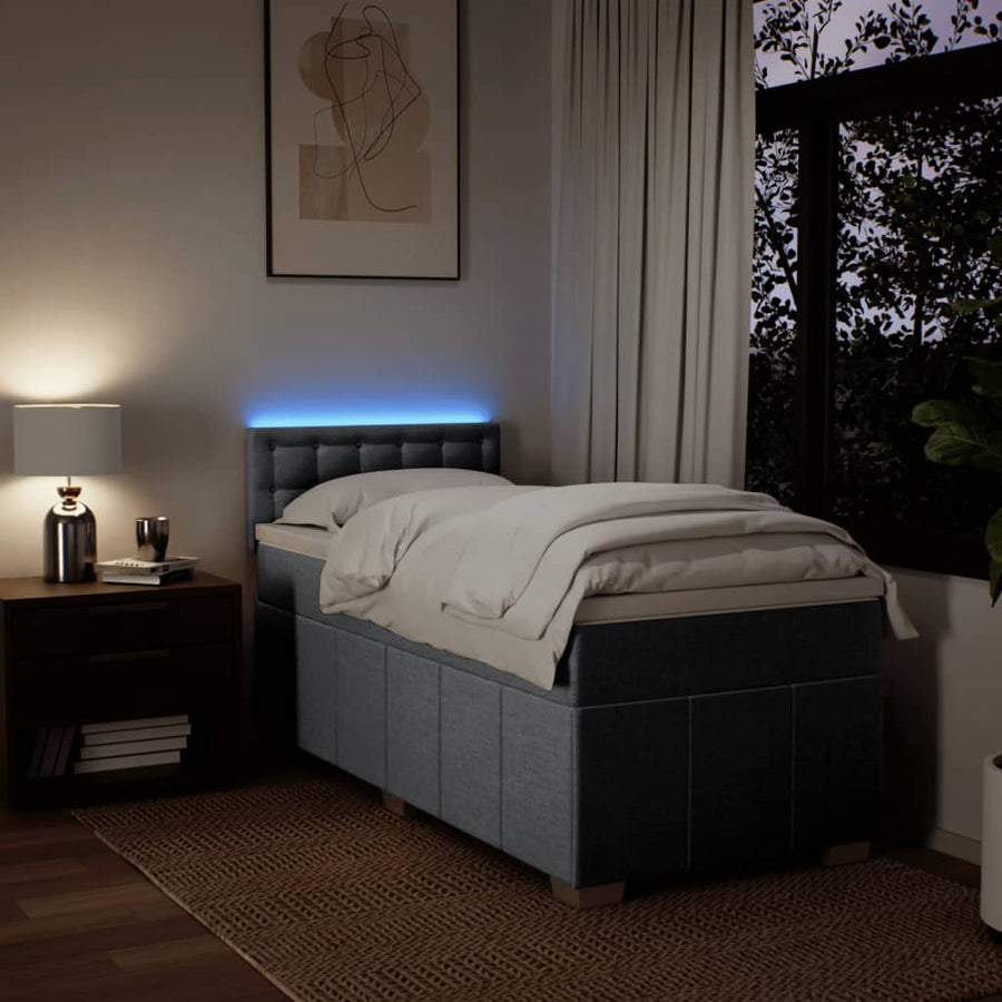 Boxspring met matras stof lichtgrijs 90x200 cm